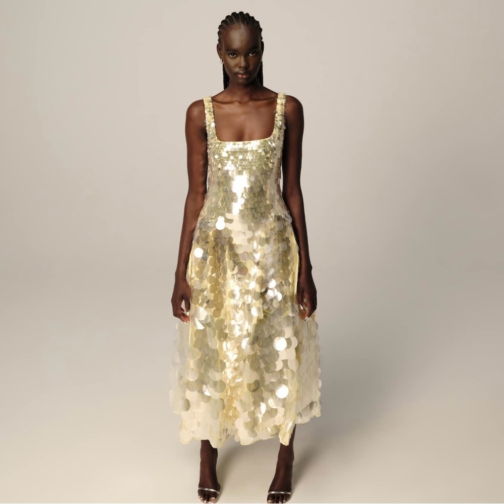 ASOS Gold Sequin Midi Dress